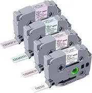 Womiten 4PK Tz Tape 12mm 0.47 Laminated Compatible for Brother Label Maker Tape 12mm 0.47, 1/2 inch x 26.2 ft, for P Touch PTD210 PTD200 PT-D220 PTH100 PTH110