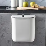ELPHECO Kitchen 9L Hanging Trash Can with Lid Kitchen Cabinet Door Under Sink Plastic Garbage Can Wall Mounted Slide Open