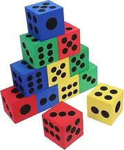 TOBBOMEY 12pcs Large Dice Big Dice for Classroom Decoration Learning Activity Prop Game Prop Classroom Value Theme Reusable Event Raffle Game Giant Tool Oversized Extra Eva