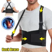 Heavy Duty Lift Lumbar Lower Back Waist Support Belt Brace Suspenders For Job