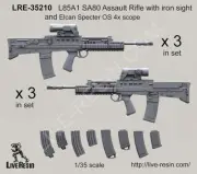 Live Resin 1/35 L85A1 SA80 Rifle w/Iron Sight&Elcan Specter OS 4x Scope (6 sets)
