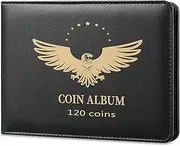 MUDOR Coin Collection Holder Book for Collectors, PVC Free, 120 Pockets Collecting Storage Album Organizer Supplies Half Dollar, Silver Dollar Coins(120 Pockets) Black 8.3x5.9x0.8 inch