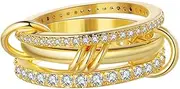 [GIOXRNO] Stackable Rings for Women Non Tarnish, Gold Rings for Women Dainty Bands, 18k Gold Plated 3 Rings Set with CZ Cubic Zirconia Band for Casual to Formal Occasions