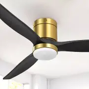 52" Flush Mount Ceiling Fans with Lights and Remote Control 3 Blade Reversible