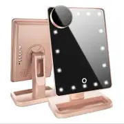 Touch Screen Makeup Mirror With 20 LED Light Bluetooth Music Speaker 10X Magnify