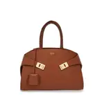 [Ferragamo] Ferragamo Small The Hug Leather Tote Bag ONE SIZE BROWN