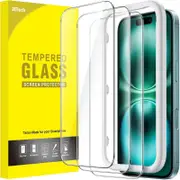 JETech 3-Pack Screen Protector for iPhone 16 Plus 6.7-Inch, Tempered Glass Film with Easy Installation Tool, Case-Friendly, HD Clear