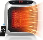 Jtgg WJTG Portable Heater, 800W Ceramic Plug in Heater, Space Electric Fan Heater with Remote Control, 12H Timer, LED Display, 2 Heat SettingJ
