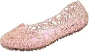 [HITCH REAP] Women's Jelly Sandals Ballet Shoes Slip On Flats Hollow Out Loafers