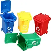 Totority 4pcs Boys and Girls Recycling Bin Flip Sliding Trash for Early Education Safe Plastic Material