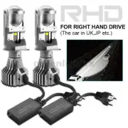 2PC H4 9003 RHD Mini Bi-LED Projector Lens LED Headlight Kit Bulbs Hi-Low White