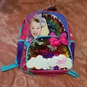 New Girls Jojo Siwa Rainbow Sequined Full Size Backpack & Lunchbox Bag Set NWT