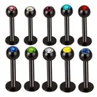 10PC 16G Crystal CZ Gem Labret Monroe Stud Lip Ring Helix Ear Cartilage Piercing