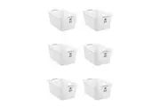 6x Boxsweden 45L Logan Laundry Basket Clothes Humper 59.5x39cm w Handle White