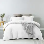 Royal Comfort Vintage Washed Cotton Quilt Cover Set Queen White