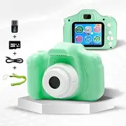 AngelEze Original Kids Camera - Digital Camera for Age 3-10, 1080p HD Quality, Green, 8GB SD Card, Rechargeable Battery, Toddler Video Recorder & 2 inch Screen