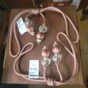 Double Glass Ball Tassel Tie Back in Red & Gold / Trimland Set Of 2