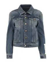 Golden Goose Deluxe Brand Logo Patch Buttoned Denim Jacket IT40,IT44,IT42,IT38,IT46 Gray