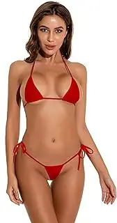 [Oneheekini] Women Sexy Halterneck Tiny Mini Micro Bra Charming Bikini G String Bottom Beachwear 2 Pieces