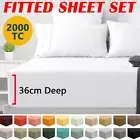 2000TC High Quality Bed Fitted Sheet Set Pillowcase Single/Double/Queen/King AU
