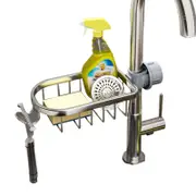 Catzon Faucet Sponge Holder Rustproof Sink Caddy for Dishcloth-Silver