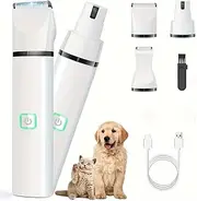 Bushora Dog Nail Grinder Set-Super Quiet Rechargeable-Pet Trimmer Nail Grinder Set-3 in 1 Electric Mini Pet Hair Shaver