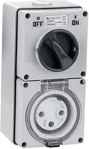 4C | Combination Switched Socket 3 Round Pin IP66 250V 32A