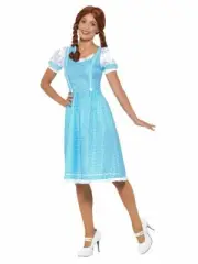 Wizard Of Oz Dorothy Ladies Costume & Hair Bows Plus Size & Regular Sizes