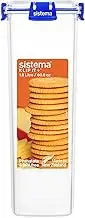 Sistema KLIP IT PLUS Cracker Food Storage Container | 1.8 L Biscuit Tin | Leak-Proof, Stackable & Airtight Fridge/Freezer Container with Lid | BPA-Free Plastic | Blue Clips | 1 Count