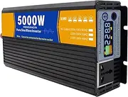 HENGJINGTR 5000W Pure Sine Wave Inverter,Solar Power Inverter Converter,DC 12V 24V 48V O AC 110V 220V Pure Wave Converter for Home/Car/Outdoor Use,12vto110v