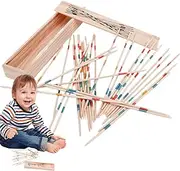 Wooden Retro Traditional Mikado Game Colourful Pick Up Sticks - Wooden Colorful 31 Sticks Balance Game | Educational Preschool Learning Activity, Classic Pick Up Sticks Toy for Children and Adults