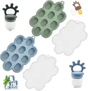 Breastmilk Popsicle Molds 2Pcs Silicone Popsicle Molds with 2 Teether Fruit Feeder Baby Food Freezer Tray with Lid