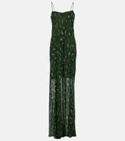 [Dries Van Noten] Dries Van Noten Deryl floral silk gown AU 10 green
