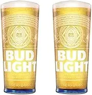 Official 2 x Budweiser Bud Light Half Pint Beer Glass