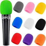 Comemela Pop Filter for Microphone Foam Microphone Covers Disposable Mic Covers for Microphones, 20Pcs Colorful Mic Windscreen Reusable Mic Foam Covers