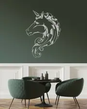 Vinyl Wall Decal Abstract Ornament Head Horse Unicorn Stickers (3951ig)