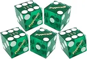 Lot of 5 Genuine Nevads Casino Table-Played Craps Dice Mixed Serial Numbers ... with Storage Pouch (Reno Peppermill - Green Polished Italic)