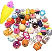 Aqueens 30 Pack Squishies Sets Slow Rising Kawaii Cute (1pc Jumbo + 29pcs Medium/Mini Size) Random Cake Bread Panda Bun Cartoon Series Stress Relief Squishy for Kids Gift Toys Party Favors