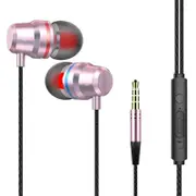 2PCS HIFI Super Bass Wired Headset 3.5mm In-Ear Earphone Stereo Earbuds Rose Gold