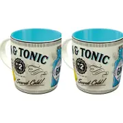2PK Nostalgic-Art Ceramic Mug Gin & Tonic Served Cold 9x9cm - White