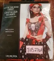 Day of the Dead Corset Halloween Costume Top Size L/XL 10-14 NEW