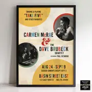 Carmen McRae - Dave Brubeck jazz poster - Take Five Live - NYC - 1961
