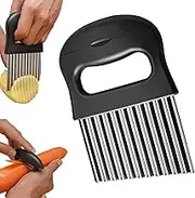 Wavy Cutter, Stainless Steel Crinkle Chip Cutter, Veggie Chopper Crinkle Fry Cutter Peeler Wave Cutter Dough Cutter Waffle Fry Cutter for Kitchen Trave Camping
