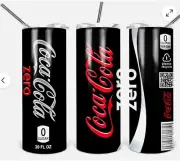 COCA-COLA COKE ZERO 20oz Skinny Insulated Custom Tumbler Lid Straw