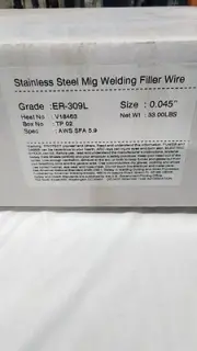 Stainless Steel Mig Welding Filler Wire Net Wt 33.00lb Size 0.045 Heat # V18463