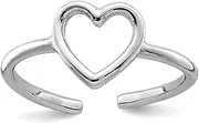 [JewelryWeb] 925 Sterling Silver Rhodium Plated Polished Love Heart toe ring-toe ring for Women