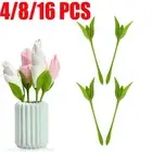 8/16x Bloom Napkin Holders Table Green Twist Rose Flower Buds Serviette Holder Y