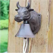 Door Knocker Retro Cow Metal Wall Mount Door Call Bell Cast Iron Decorative Doorbell Hanging Doorbell Antique Farmhouse Style