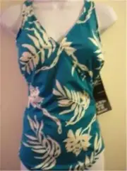 MIRACLESUIT WRAP MIRACLE TEAL CREAM SWIMSUIT SWIM SUIT 14 SWIMMING COSTUME BEACH