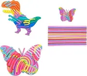 Sensorik Activity Board, Pack of 2 Sensory Activity Board, Double-Sided Activity Board, with 22 Silicone Cords, Dinosaur and Butterflies, for Stress Relief